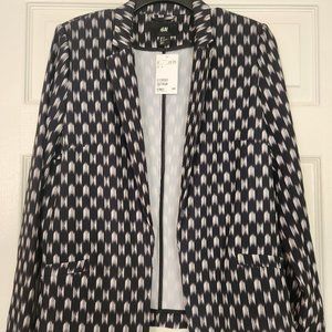 H & M women's cardigan New w/Tag Dark blue/White size 8 open front long sleeves